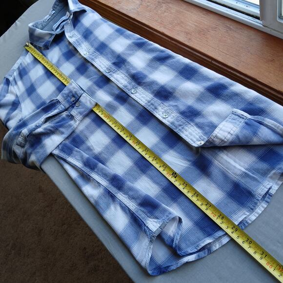 Calvin Klein Blue Checks Classic Fit Button up Shirt S repaired cotton roll tab - Picture 11 of 16